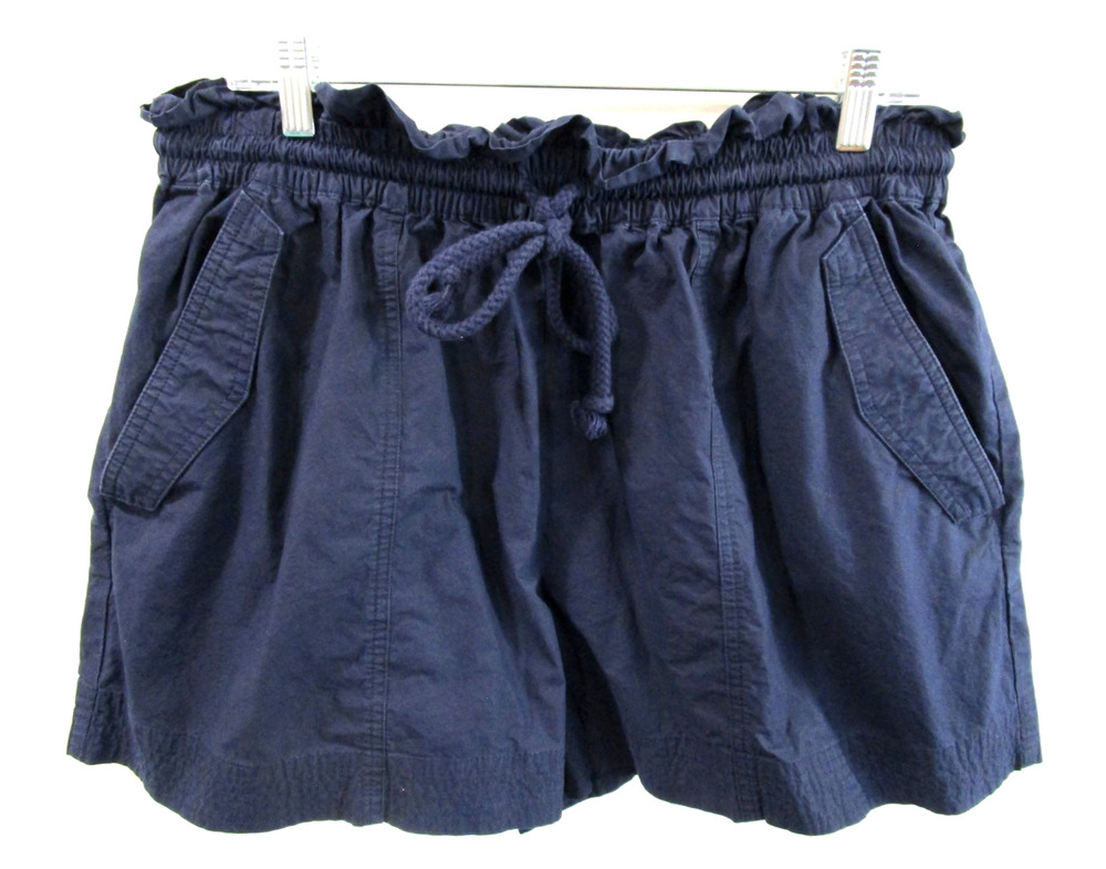 Banana Republic Navy Blue Laurel Drawstring Waist Poplin Paperbag Shorts Women M